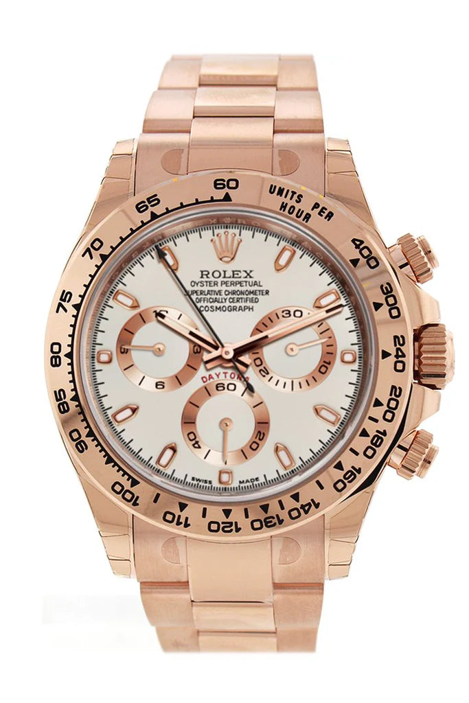 Rolex Cosmograph Daytona Ivory Dial 18K Everose Gold Rolex Oyster Automatic Men's Watch 116505