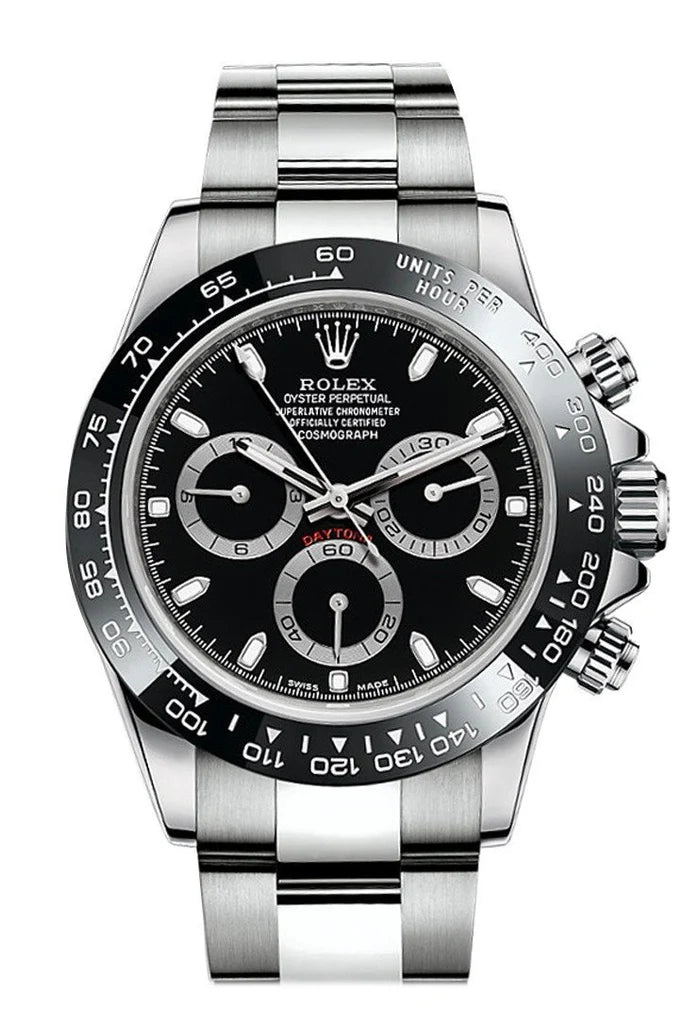 Rolex Cosmograph Daytona 40 Black Dial Stainless Steel Oyster Men's Watch 116500