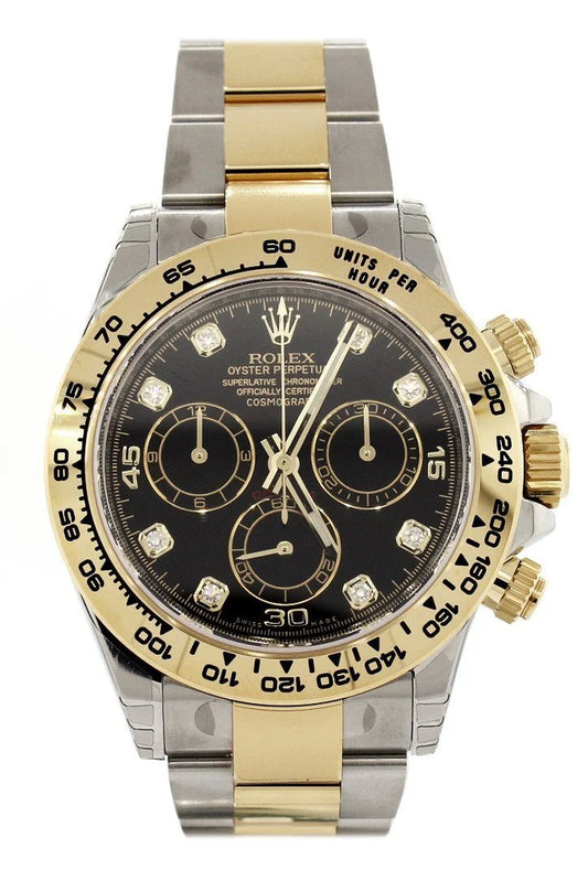 Rolex Cosmograph Daytona Black Diamond Dial Steel & 18K Yellow Gold Men's Watch 116503