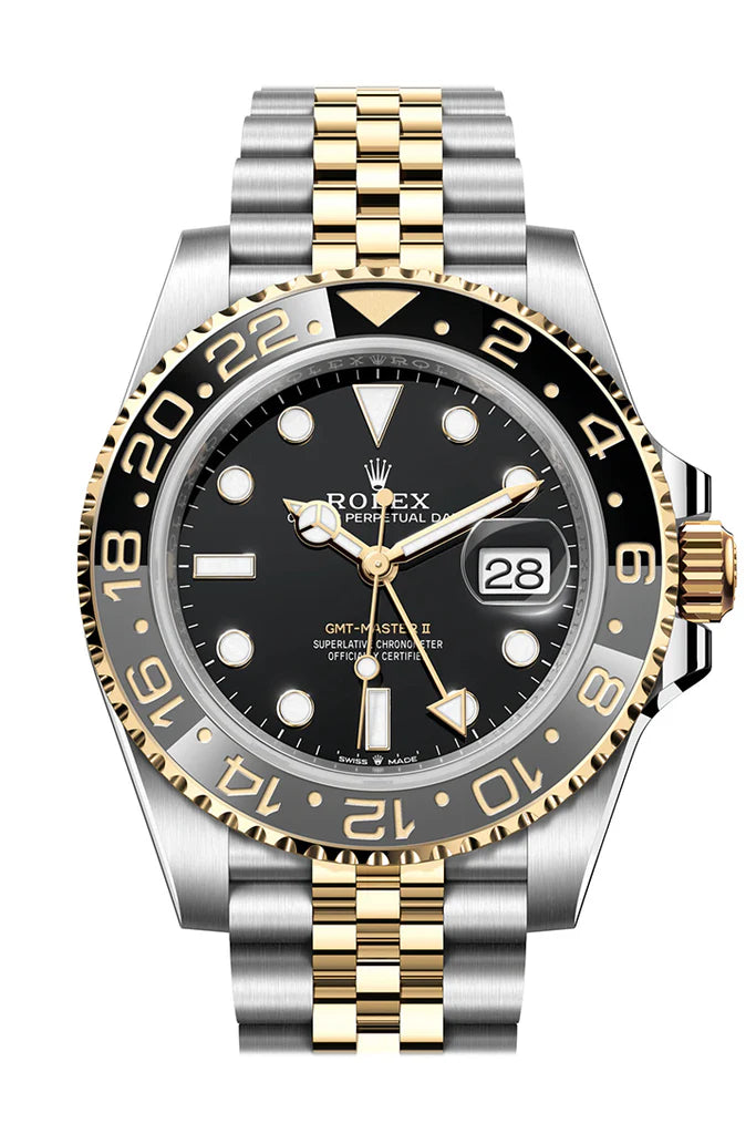 Rolex GMT-Master II Black Dial Steel & 18kt Yellow Gold Men's Watch 126713GRNR