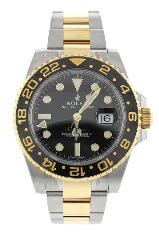 Rolex GMT-Master II Black Dial Steel and 18kt Yellow Gold Automatic Men's Watch 116713