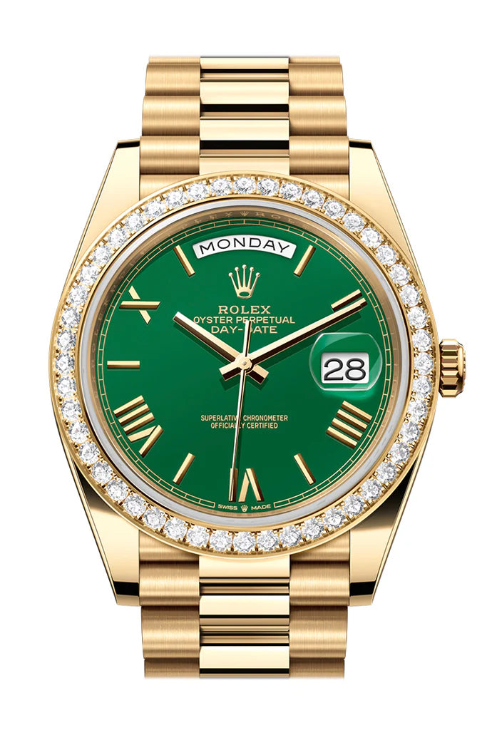 Rolex Day-Date 40 Green Dial Yellow Gold President Men's Watch 228348RBR