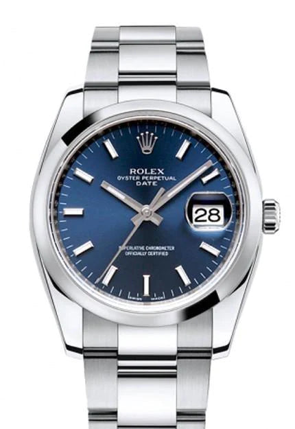 Rolex Date 34 Blue Dial Stainless Steel Men's Watch (115200)