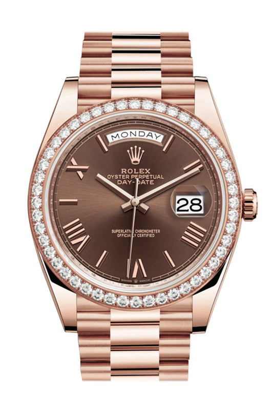 Rolex Day-Date 40 Chocolate Roman Dial Everose Gold President Automatic Men's Watch 228345RBR