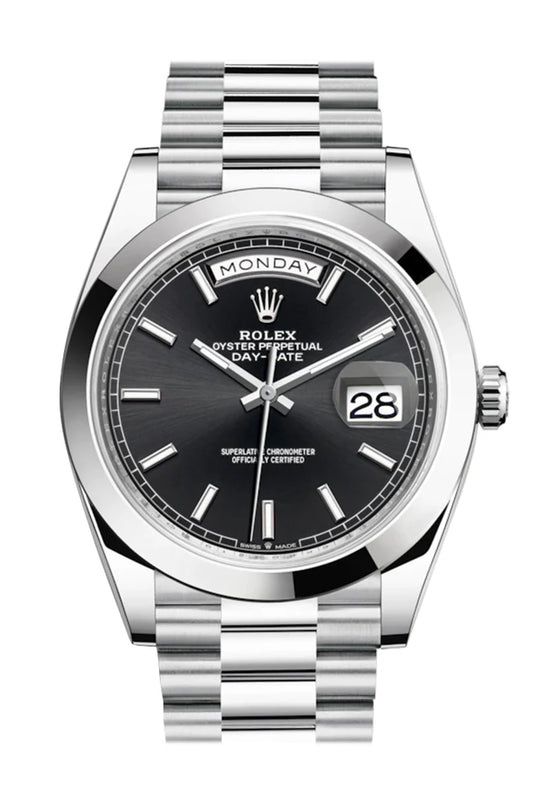 Rolex Day-Date 40 Black Dial Platinum President Automatic Men's Watch 228206