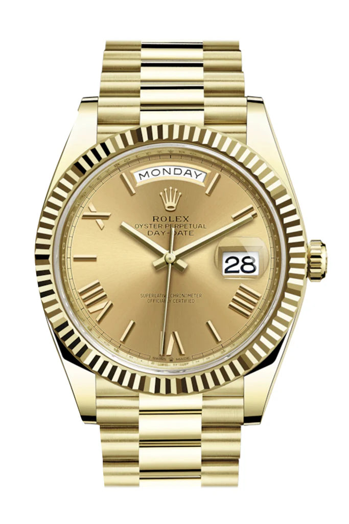 Rolex Day-Date 40 Champagne Roman Dial 18K Yellow Gold President Automatic Men's Watch (228238)