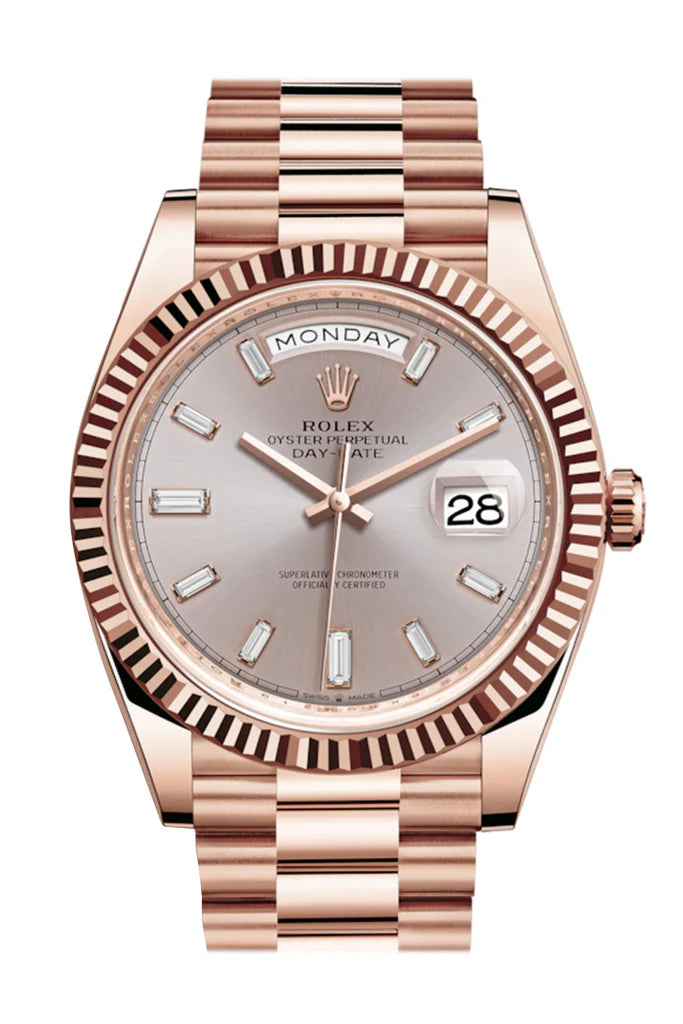 Rolex Day-Date 40 Sundust Set with Diamonds Dial Everose Gold President Men's Watch (228235)