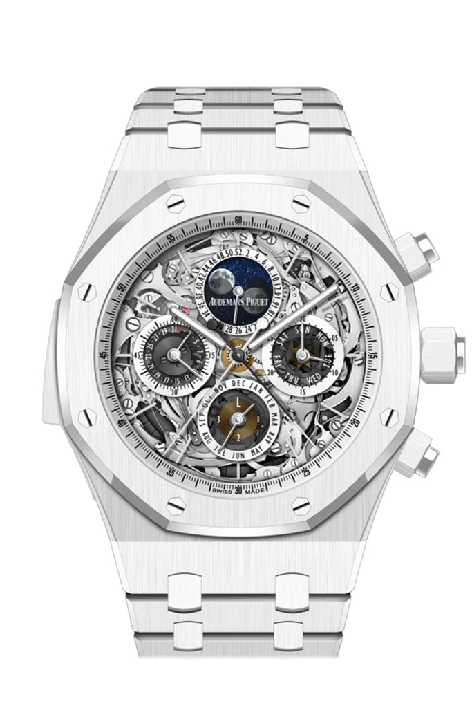 Audemars Piguet Royal Oak Sapphire Dial White External Zone of Counters White Ceramic Watch (26605CB.OO.1248CB.01)