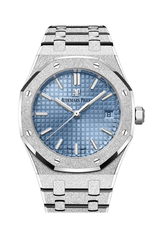 Audemars Piguet Royal Oak 34 Light Blue Dial Hammered 18-Carat White Gold Watch (77353BC.GG.1263BC.01)