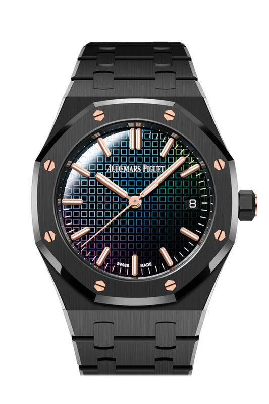 Audemars Piguet Royal Oak 34 Rainbow-Coloured Sapphire Dial Black Ceramic Watch (77350CE.OO.1266CE.02.A)