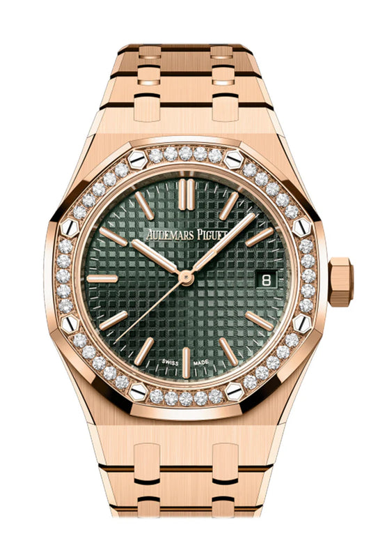 Audemars Piguet Royal Oak 37mm Khaki Green Dial 18-Carat Pink Gold Watch 15551OR.ZZ.1356OR.03