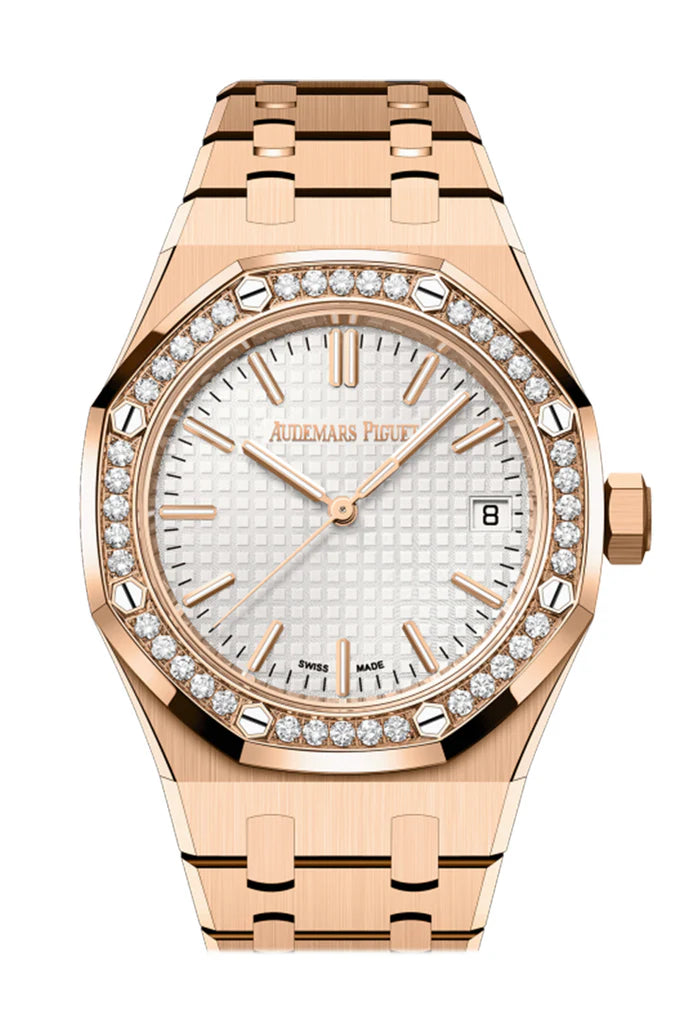 Audemars Piguet Royal Oak 37mm Silver-Toned Dial 18-Carat Pink Gold Watch 15551OR.ZZ.1356OR.01