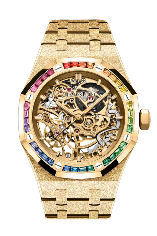 Audemars Piguet Royal Oak 37 Yellow Gold-Toned Openworked Dial Hammered 18-Carat Yellow Gold Watch (15468BA.YG.1259BA.01)