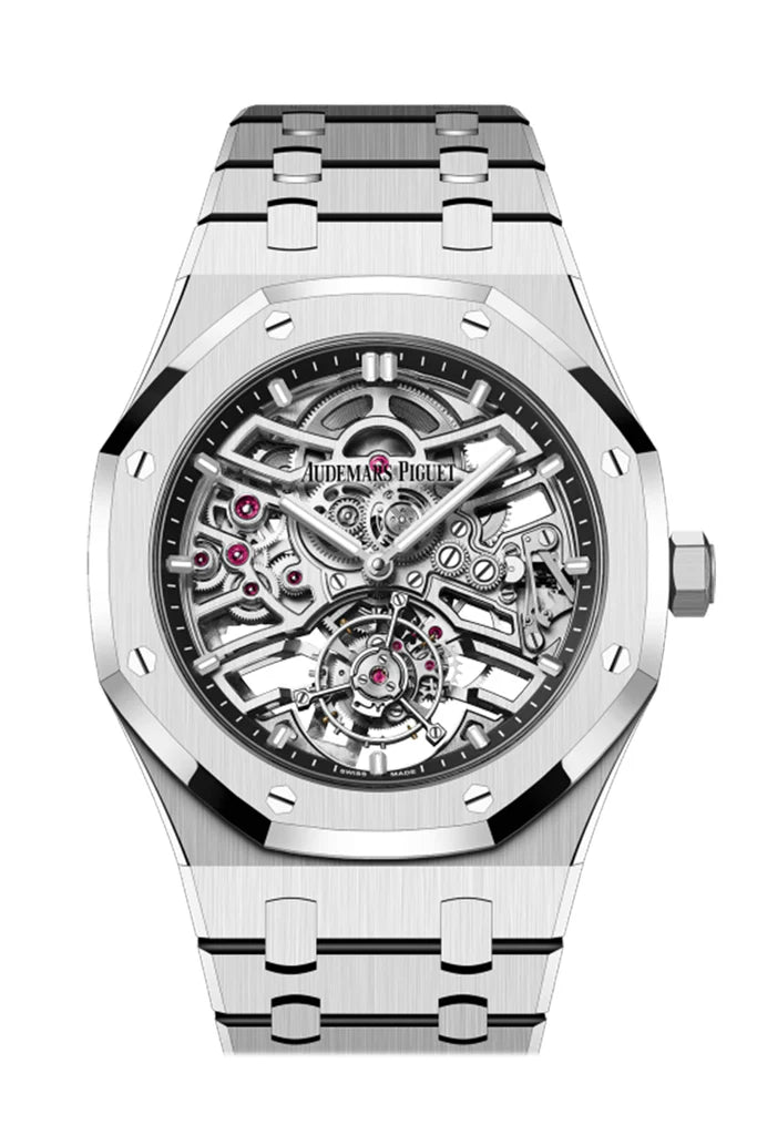 Audemars Piguet Royal Oak 41 Rhodium-Toned Openworked Dial Stainless Steel Watch 26735ST.OO.1320ST.01