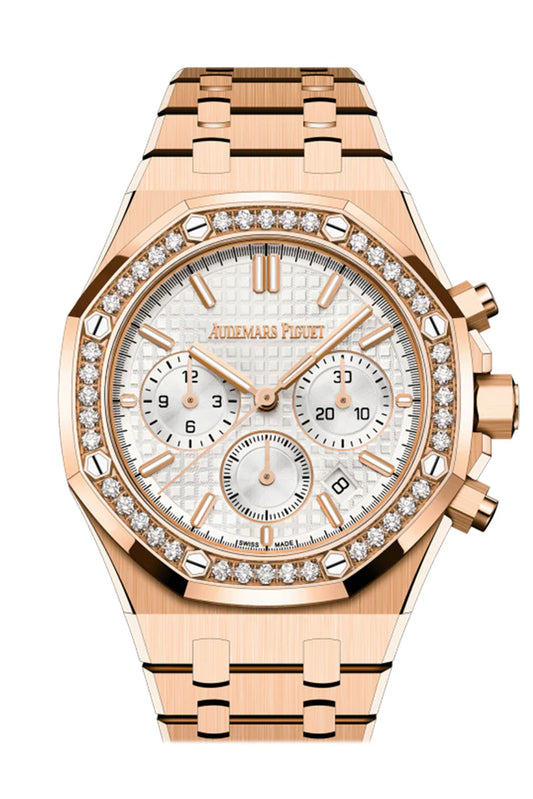 Audemars Piguet Royal Oak 38 Silver-Toned Dial 18-Carat Pink Gold Watch 26715OR.ZZ.1356OR.01