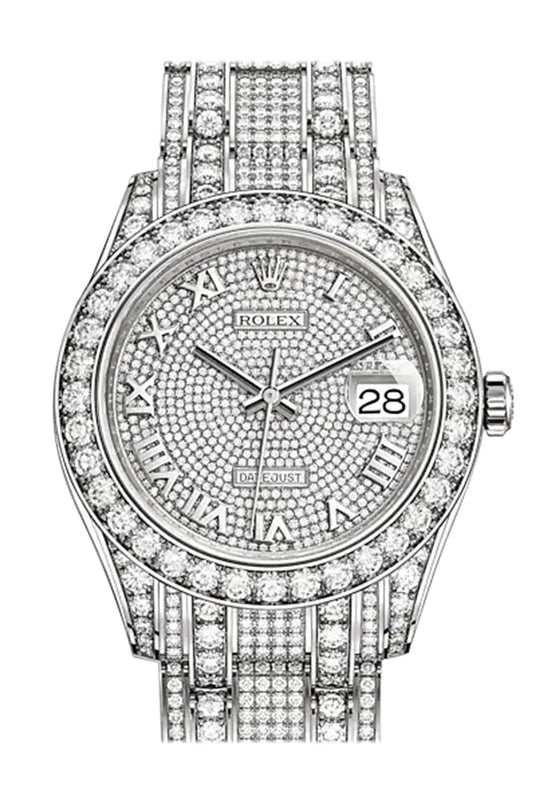 Rolex Pearlmaster 39 Diamond Pave Dial Pearlmaster Bracelet White Gold Watch (81409RBR)