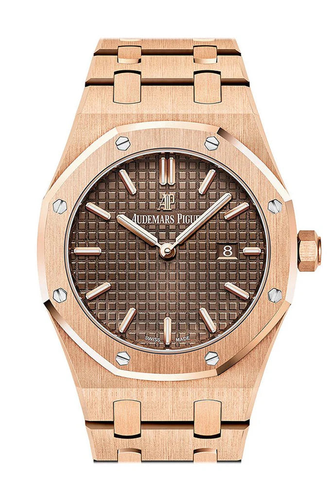 Audemars Piguet Royal Oak Brown Dial Ladies 18Kt Pink Gold Watch 67650OR.OO.1261OR.01