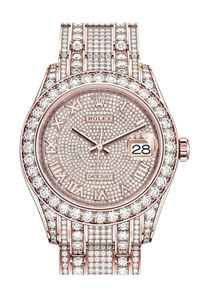 Rolex Pearlmaster 39 Diamond Pave Dial Pearlmaster Bracelet 18k Rose Gold Watch (86405RBR)