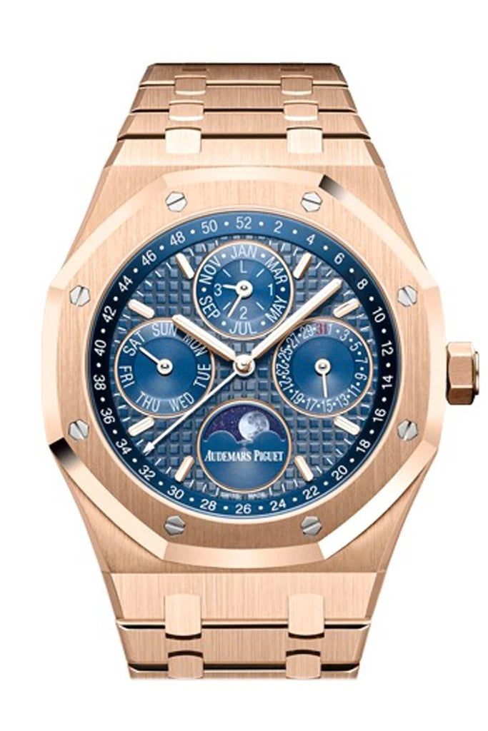 Audemars Piguet Royal Oak 41mm Blue Dial 18K Rose Gold Men's Watch 26574OR.OO.1220OR.02