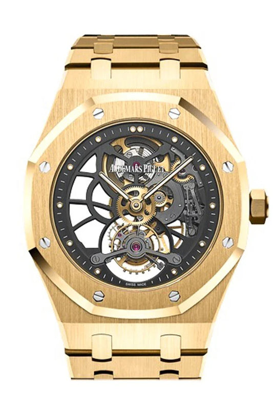 Audemars Piguet Royal Oak 41mm Tourbillon Extra-Thin Slate Grey Skeleton Dial 18K Yellow Gold Men's Watch 26513BA.OO.1220BA.01