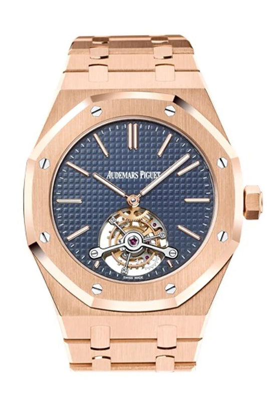 Audemars Piguet Royal Oak 41mm Extra-Thin Tourbillon Blue Dial 18K Rose Gold Men's Watch 26510OR.OO.1220OR.01