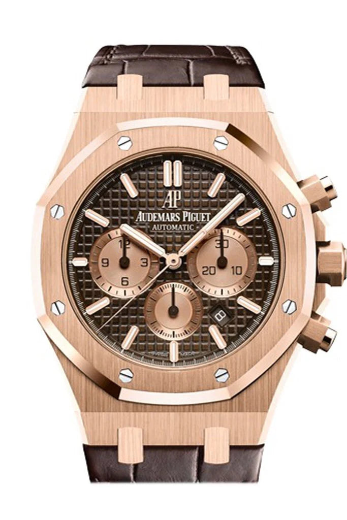 Audemars Piguet Royal Oak 41mm Brown Dial 18K Pink Gold Brown Alligator Strap Men's Watch 26331OR.OO.D821CR.01