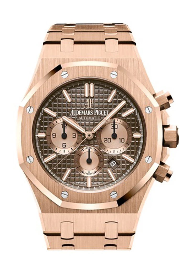 Audemars Piguet Royal Oak 41mm Brown Dial 18K Pink Gold Bracelet Men's Watch 26331OR.OO.1220OR.02