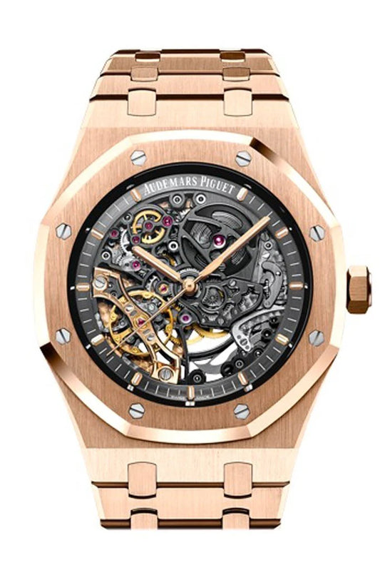 Audemars Piguet Royal Oak 41 Slate Grey Oak Double Balance Wheel Openworked Dial 18K Pink Gold Bracelet Men's Watch 15407OR.OO.1220OR.01