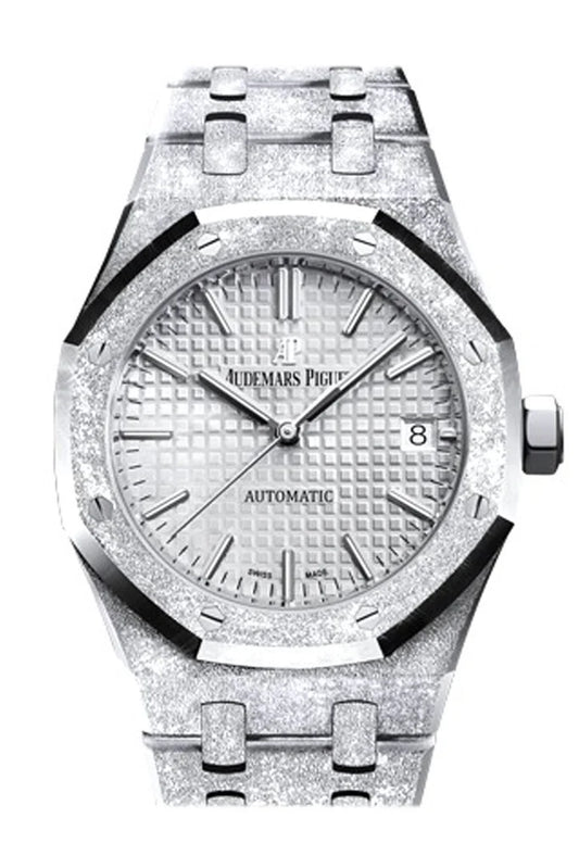 Audemars Piguet Royal Oak 37mm Frosted Gold Rhodium Dial Hammered 18K White Gold Automatic Watch 15454BC.GG.1259BC.01