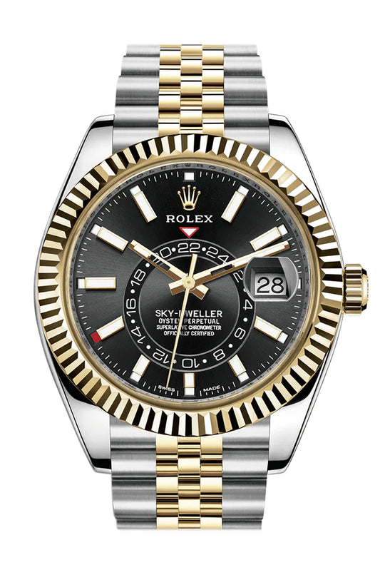 Rolex Sky-Dweller Black Dial 18k Yellow Gold Bezel Two-Tone Jubilee Men's Watch (326933)