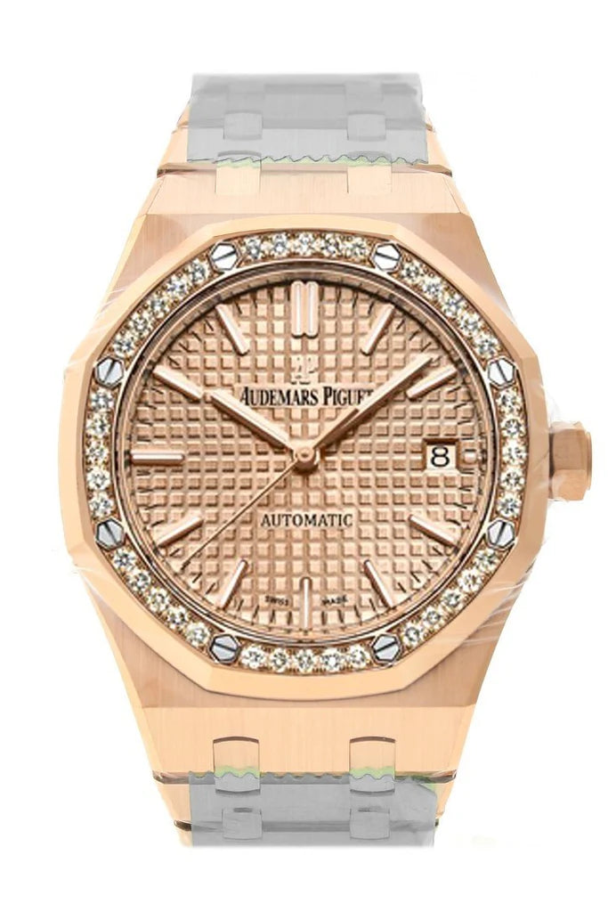 Audemars Piguet Royal Oak 37mm Pink Gold-Toned Automatic 18K Pink Gold Ladies' Diamond Watch 15451OR.ZZ.1256OR.03