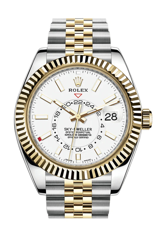 Rolex Sky-Dweller White Dial 18k Yellow Gold Bezel Two-Tone Jubilee Men's Watch (326933)