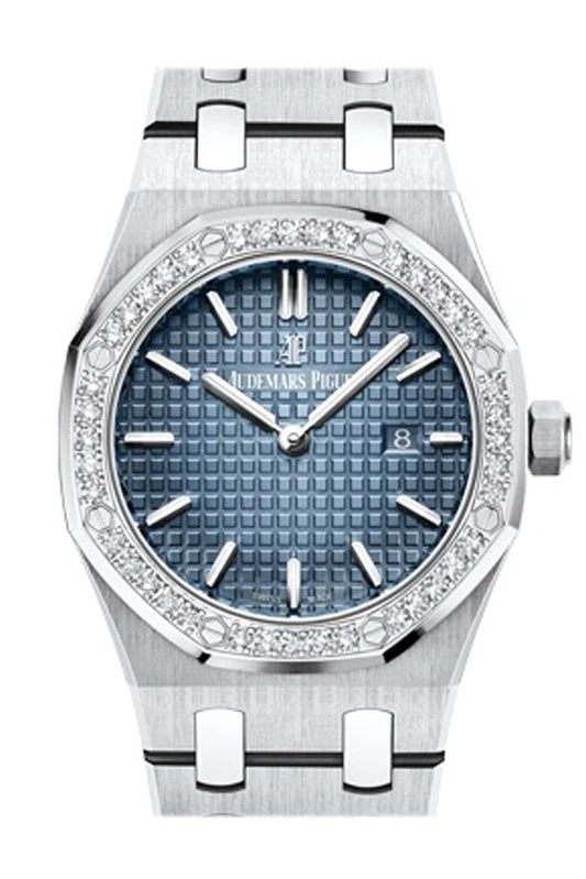 Audemars Piguet Royal Oak Lady 33 mm Smoked Blue Dial Diamond White Steel Ladies Watch 67651IP.ZZ.1261IP.01