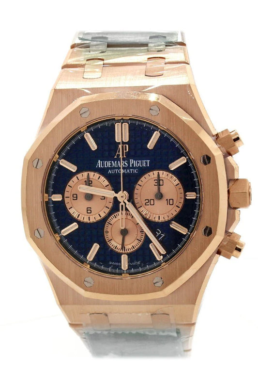 Audemars Piguet Royal Oak Blue Grande Tapisserie Dial Men's 18K Rose Gold Watch 26331OR.OO.1220OR.01 Pre-Owned