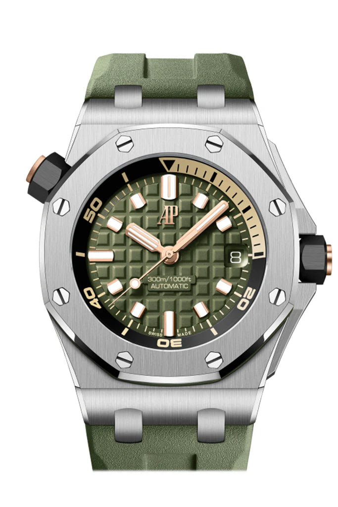 Audemars Piguet Royal Oak Offshore 42 Khaki Green Dial Khaki Green Rubber Strap Watch 15720ST.OO.A052CA.01