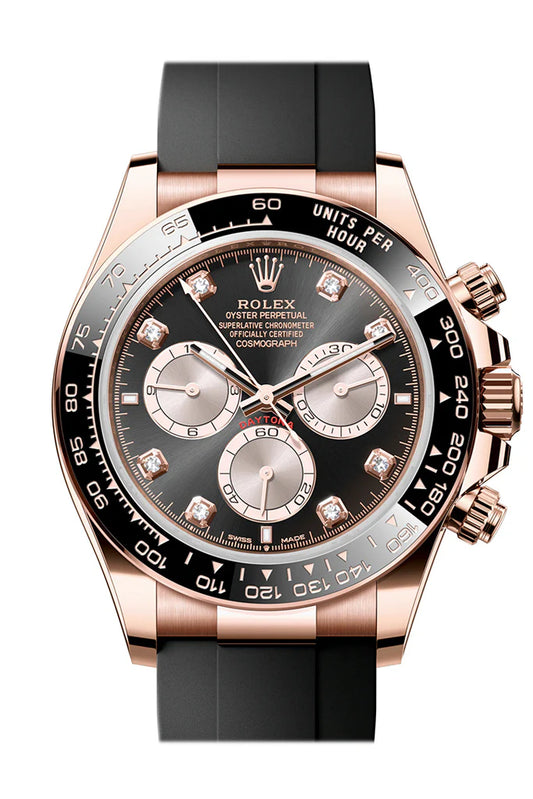 Rolex Daytona 40 Bright Black and Sundust Diamond Dial Rose Gold Men's Watch 126515LN