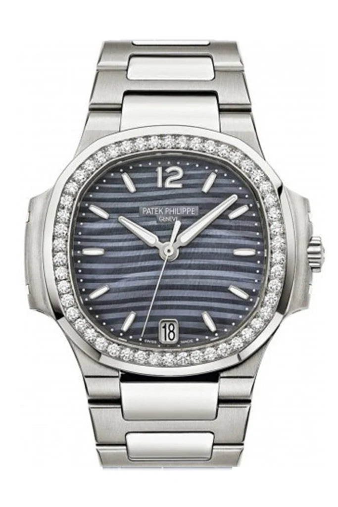 Patek Philippe Nautilus Blue Tinted Mother of Pearl Dial Automatic Ladies Diamond Watch 7018/1A-010